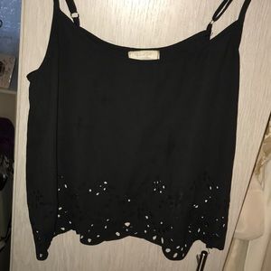 Black cami with lazer cut bottom